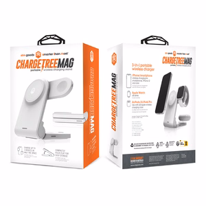 STM ChargeTree MAG pārnēsājama 3 vienā bezvadu uzlādes stacija iPhone, Apple Watch un AirPods ierīcēm, saderīga ar MagSafe, balta