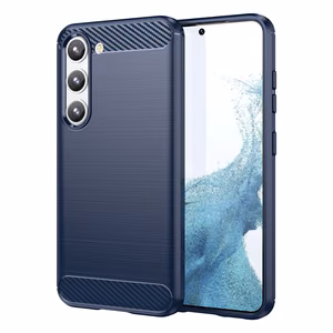 Carbon apvalks viedtālrunim Samsung Galaxy S23+ elastīgs silikona oglekļa apvalks zils