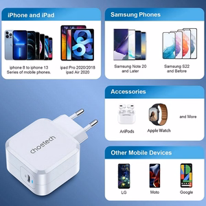 PD8007 USB-C PD45W baro lādētājs Choetech EU (balts)