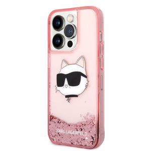 Karl Lagerfeld KLHCP14XLNCHCP iPhone 14 Pro Max 6.7" rozā/rozā kietais apvalks Glitter Choupette Head