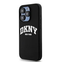 DKNY Šķidrs silikona balts drukāts logotips magnētiskais viedtālruņa apvalks iPhone 13 Pro / 13 - melns