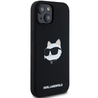 Karl Lagerfeld Silikona Choupette Head Magnētiskais viedtālruņa apvalks iPhone 15 Plus / 14 Plus – melns