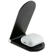 Ferrari MagSafe MagSafe salokāmais 2in1 15W induktīvais lādētājs ar apdrukātu logotipu - melns