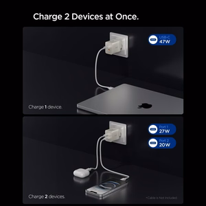 Spigen Essential EE472EU-GAN 2 portu 47 W sienas lādētājs – titāna krāsā