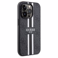 Guess 4G Printed Stripes Magnētiskais viedtālruņa apvalks iPhone 15 Pro Max - melna