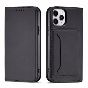 Magnētiskais kartes korpuss iPhone 12 Pro - melns (m)