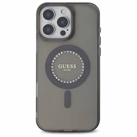 Guess IML Rhinestones Magnētiskais viedtālruņa apvalks iPhone 16 Pro - melns