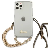 Guess GUHCP12MKC4GSGO iPhone 12/12 Pro 6.1" Caurspīdīgs cietais apvalks 4G Zelta ķēde