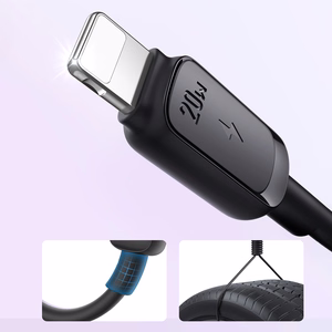 Joyroom Multi-Color Series A14 USB-C / Lightning 20W kabelis 1.2 m - melns