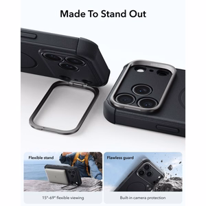 ESR Cyber Tough Kickstand MagSafe maciņš, paredzēts iPhone 18 Pro / 17 Pro, melns