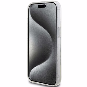 Guess Liquid Glitter Gold Stripes viedtālruņa apvalks iPhone 15 Plus / 14 Plus - caurspīdīgs