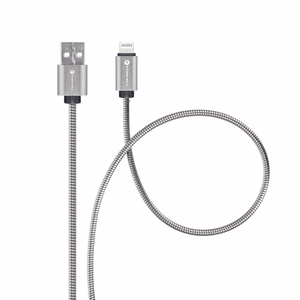 FORCELL F-ENERGY Metal C236 kabelis USB A uz Lightning 2,4A 12W 1 m sudraba