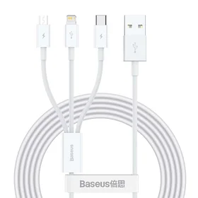 Baseus kabelis 3in1 Superior USB - Lightning + USB-C + microUSB 1,5 m 3,5A balts