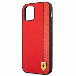 Ferrari FESAXHCP12LRE iPhone 12 Pro Max 6.7" sarkans/sarkans cietais viedtālruņa apvalks On Track Carbon Stripe