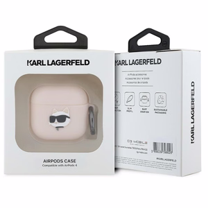 Karl Lagerfeld silikona Choupette galvas 3D apvalks AirPods 4 - rozā