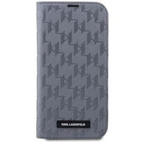 Karl Lagerfeld KLBKP14LSAKLHPG iPhone 14 Pro 6.1" grāmatas apvalks sudraba/sudraba Saffiano Monogram