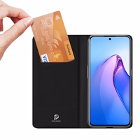 Dux Ducis Skin Pro viedtālruņa apvalks Oppo Reno 8 Pro ar atveramu vāciņu, karšu maciņu un statīvu, melns
