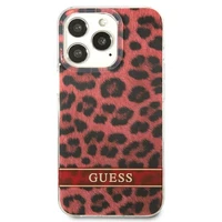 Guess GUHCP13LHSLEOR iPhone 13 Pro / 13 6.1" sarkans/sarkans cietais apvalks Leopards