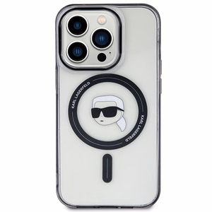 Karl Lagerfeld KLHMP15XHKHNOTK iPhone 15 Pro Max 6.7" caurspīdīgs cietais apvalks IML Karl's Head MagSafe