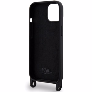 Karl Lagerfeld KLHCP15SSCBSKNK iPhone 15 6.1" cietais apvalks melns/melns Crossbody Silikona Ikonik