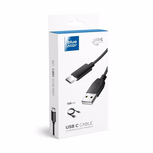 BLUE STAR LITE kabelis 3A USB A uz Type C 1,2 m melns