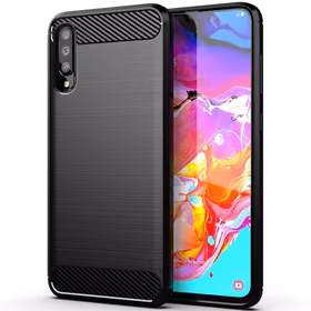 Oglekļa šķiedras apvalks viedtālrunim SAMSUNG Galaxy A70 / A70s - melns