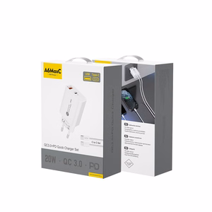 A6MaxL 20W USB-A USB-C sienas lādētājs ar USB-C - USB-C 1m kabeli – balts
