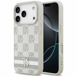 DKNY rūtainais ar drukātām svītrām viedtālruņa apvalks iPhone 17 Pro - bēšs
