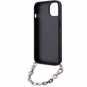 Karl Lagerfeld KLHCP14SSACKLHPK iPhone 14 6.1" melns melns Kietais vāciņš Saffiano Monogrāma Ķēde