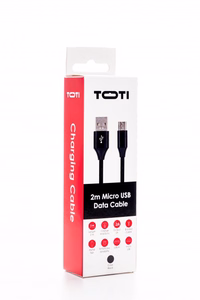 SEEK TOTI USB-A uz Micro USB, 2 m pīts kabelis 2A, melns