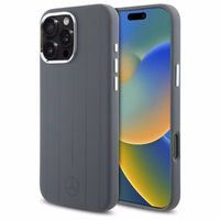 Mercedes silikona vertikālās tonālās svītras Magnētiskais viedtālruņa apvalks iPhone 16 Pro Max - pelēks