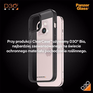 Kara Līmeņa Sertificēts PanzerGlass ClearCase viedtālruņa apvalks iPhone 15 - Caurspīdīgs & Melns