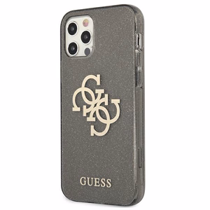 Guess GUHCP12LPCUGL4GBK iPhone 12 Pro Max 6.7" melns/melns cietais apvalks Spīdums 4G Liels Logotips
