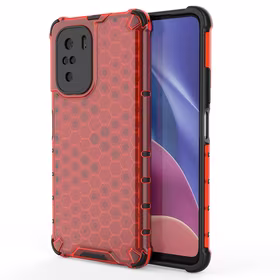 Honeycomb apvalks bruņu apvalks ar TPU buferi Xiaomi Redmi K40 Pro+ / K40 Pro / K40 / Poco F3 sarkans