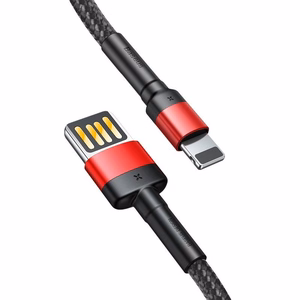Baseus Cafule Divpusējs USB Lightning kabelis 2,4A 1m (melns+sarkans)