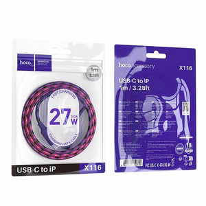 Cable USB C to Lightning Hoco PD 27W 1 m X116 gradient red