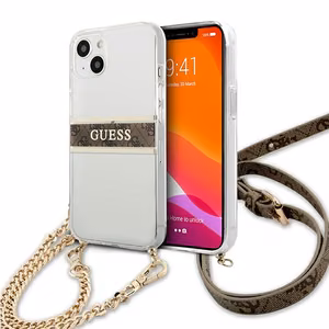 Guess GUHCP13SKC4GBGO iPhone 13 mini 5.4" прозрачный жёсткий чехол 4G Brown Strap Gold Chain