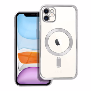 Чехол для iPhone 11 Electro Mag Cover совместимый с MagSafe серебряный
