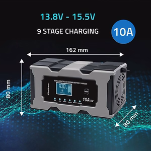 Rectifier with repair function for AGM GEL LiFePO4 battery LCD (Qoltec 52493 Charger 12V 10A)