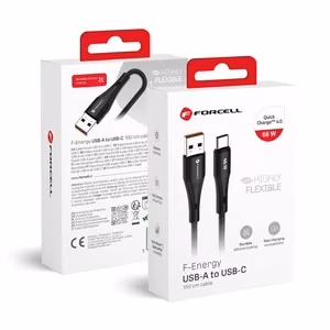 Cable USB A to USB C Forcell F-Energy QC4.0 3A 66W Silicone 1 m C342 black