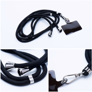 SWING (6mm) tālruņa siksniņa, tālruņa piekariņš ar regulējamu garumu / auklas garums 165 cm (maks. 82,5 cm cilpā) / uz pleca vai kakla – melns