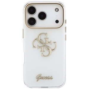 Guess IML 4G Script Metal maciņš iPhone 18 Pro / 17 Pro, balts