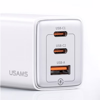 USAMS tīkla lādētājs 2xUSB-C+1xUSB 65W (only head) GaN PD3.0 +QC3.0 Fast Charging gradients violets Sandru Series CC180TC03 (US-CC180)