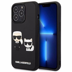 Karl Lagerfeld KLHCP13L3DRKCK iPhone 13 Pro / 13 6.1" melns cietais apvalks Karl&Choupette Ikonik 3D