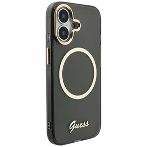 Guess IML Script Metal MagSafe Maciņš for iPhone 17 - melns