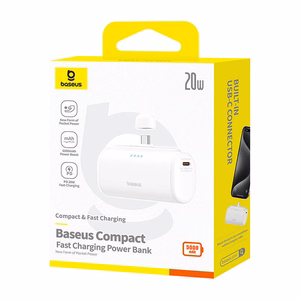 Повербанк Baseus Compact 5000mAh, 20W, USB-C (белый)