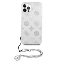 Guess GUHCP12LKSPESI iPhone 12 Pro Max 6.7" sudraba/sudraba cietais apvalks Peonijas ķēde kolekcija