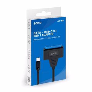 SAVIO AK-69 adapteris USB-C 3.1 Gen 1 (V) – SATA (F) 2,5″ diskdziņiem
