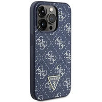 Guess 4G Triangle Metal Logo viedtālruņa apvalks iPhone 15 Pro - zils