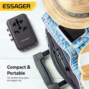 Lādētājs Essager Travel Global 2 Melns 65W (3xPD / 2xQC3.0) (EU / US / UK)